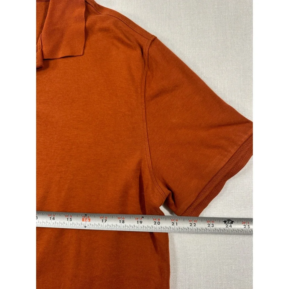 Banana Republic Mens‎ Short Sleeve Polo Shirt Burnt Orange Rust Large